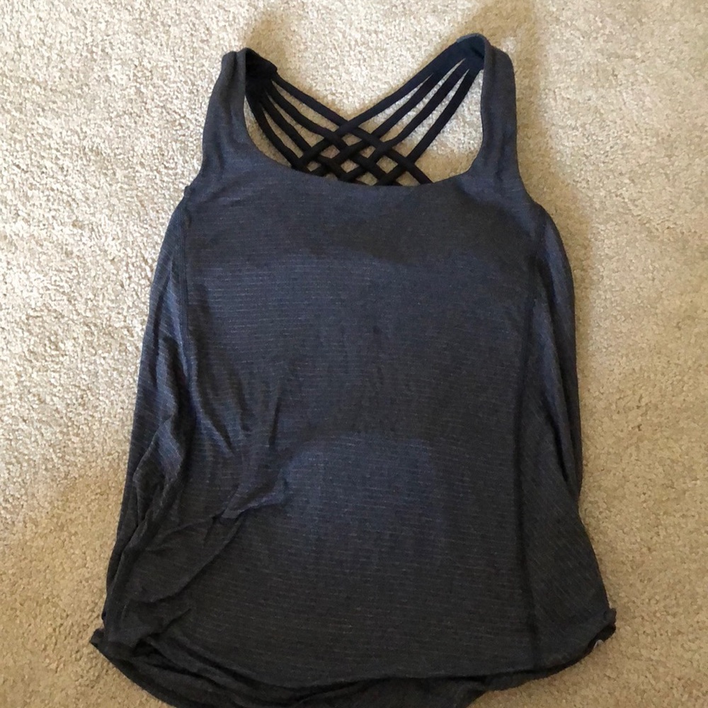 Grey striped Lululemon tank top